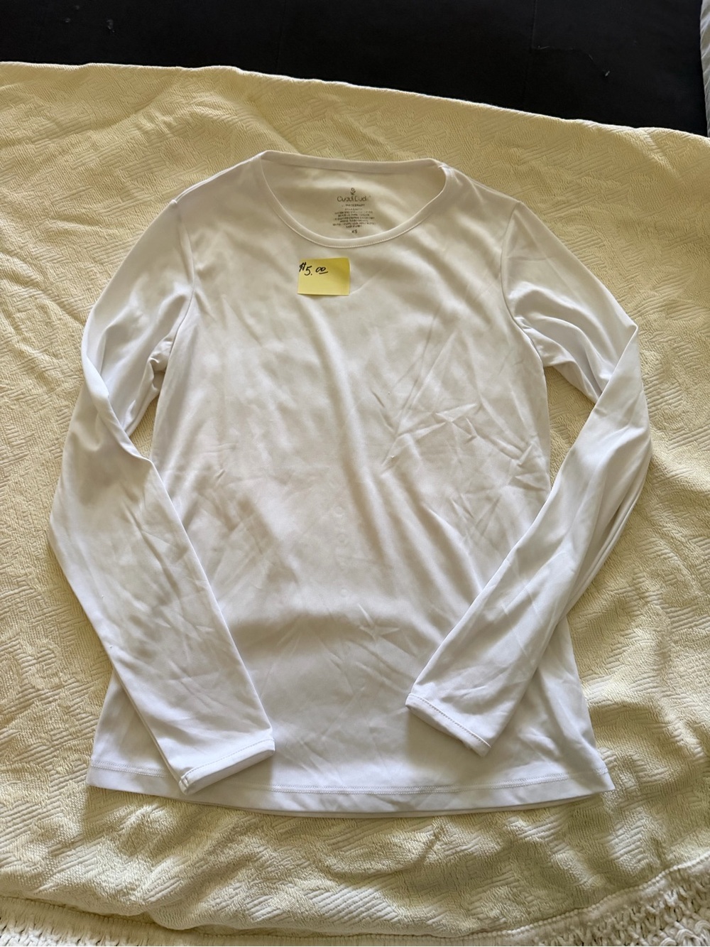 Cuddl Duds Women's White Long Sleeve Scoop Neck Top